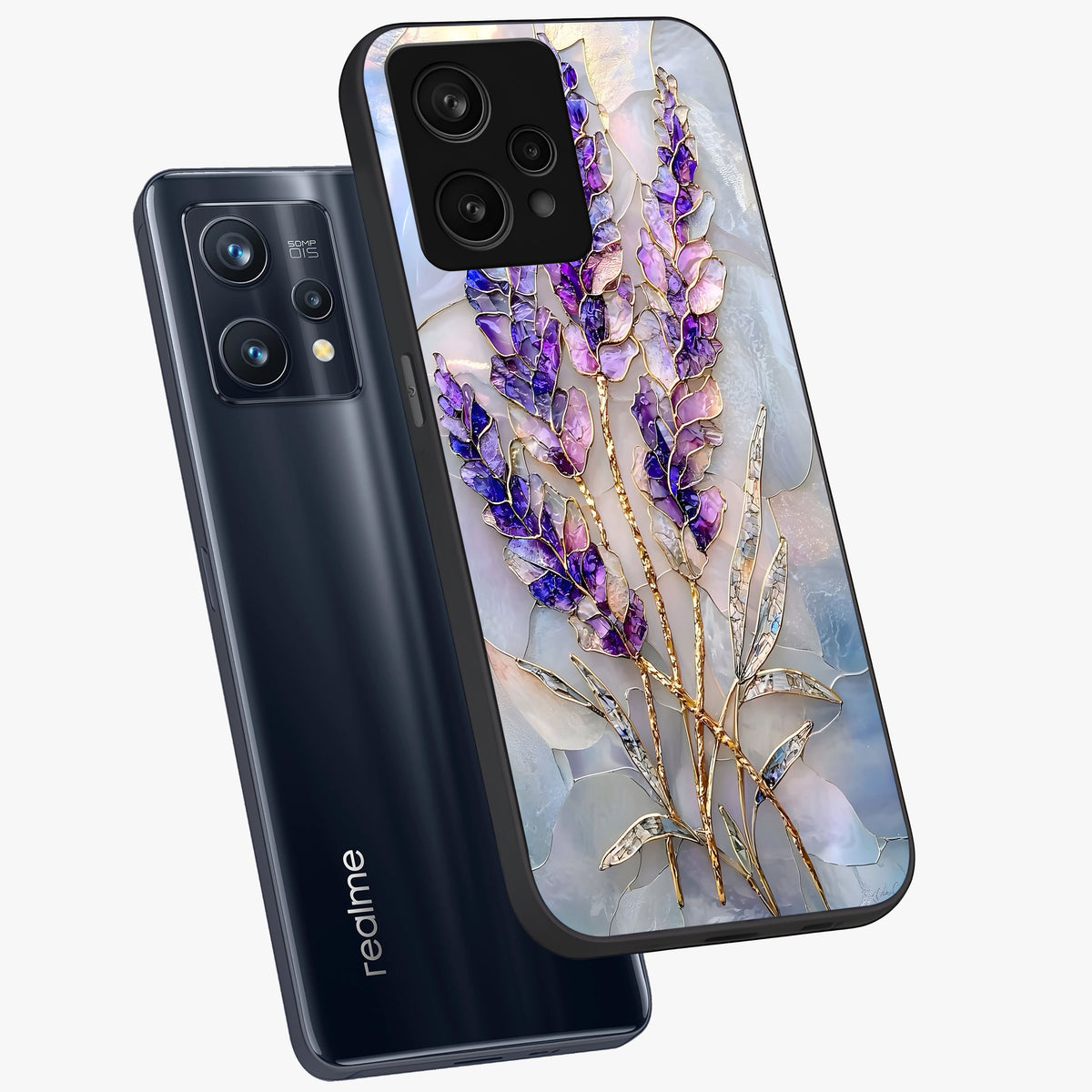 Lavender Dream Glow Glass Case displayed in angled mockup highlighting dreamy purple glow design with soft artistic style.