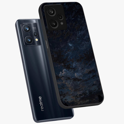 Lunar Veil Silence Glass Case displayed in angled mockup highlighting soft lunar design with peaceful celestial aesthetic.