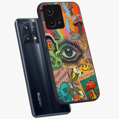 Mystic Eye Wonderland Glass Case displayed in angled mockup highlighting magical eye illustration with dreamy aesthetic.