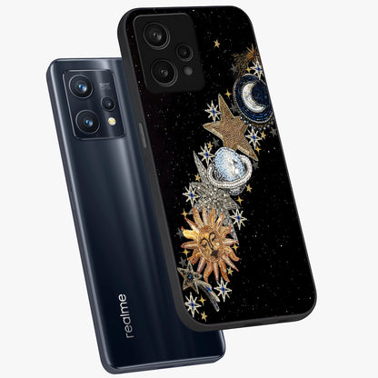 Pearls Universe Object Glass Case displayed in angled mockup highlighting celestial pearl design with dreamy aesthetic.