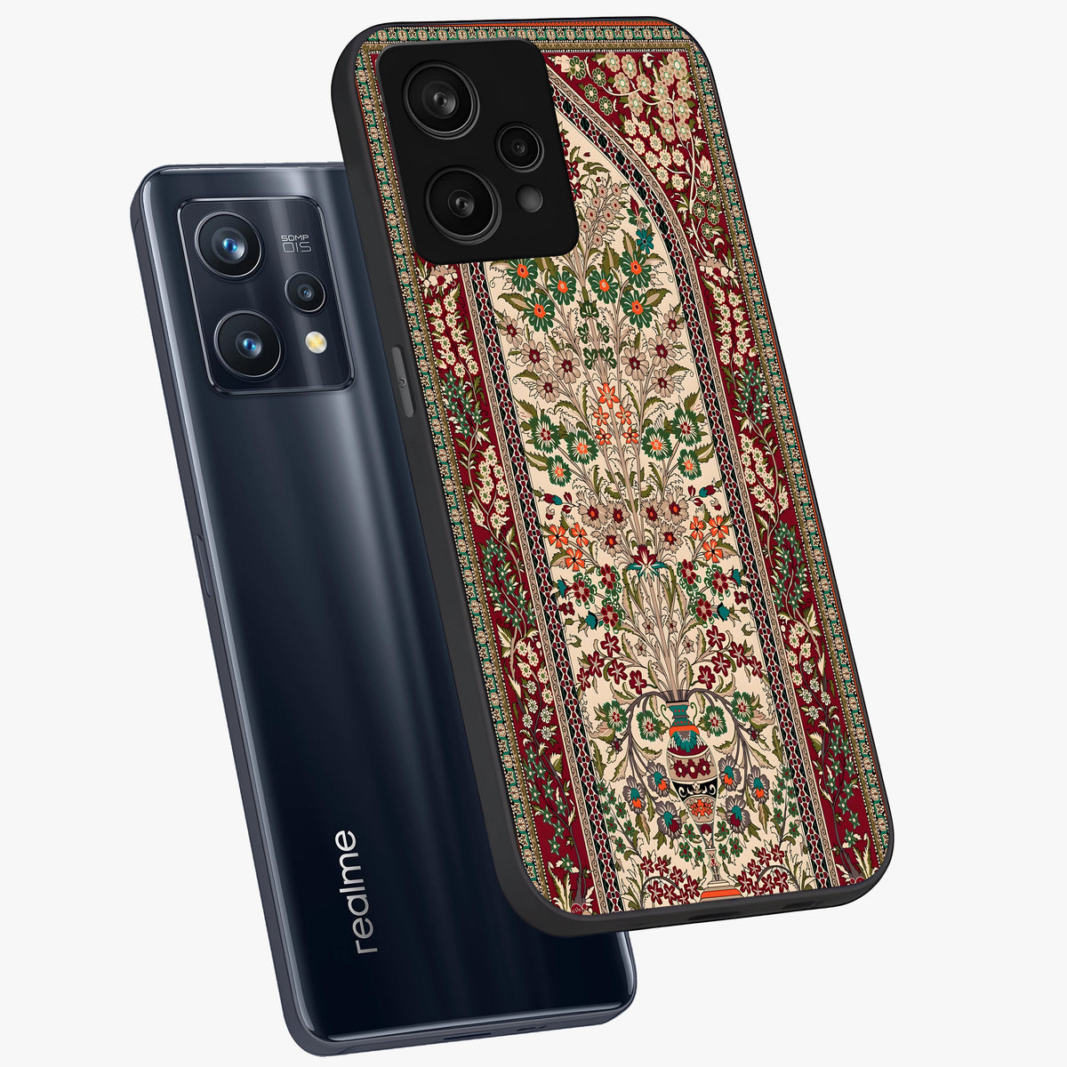 Persian Inspired Glass Case displayed in angled mockup highlighting intricate traditional design with elegant cultural aesthetic.