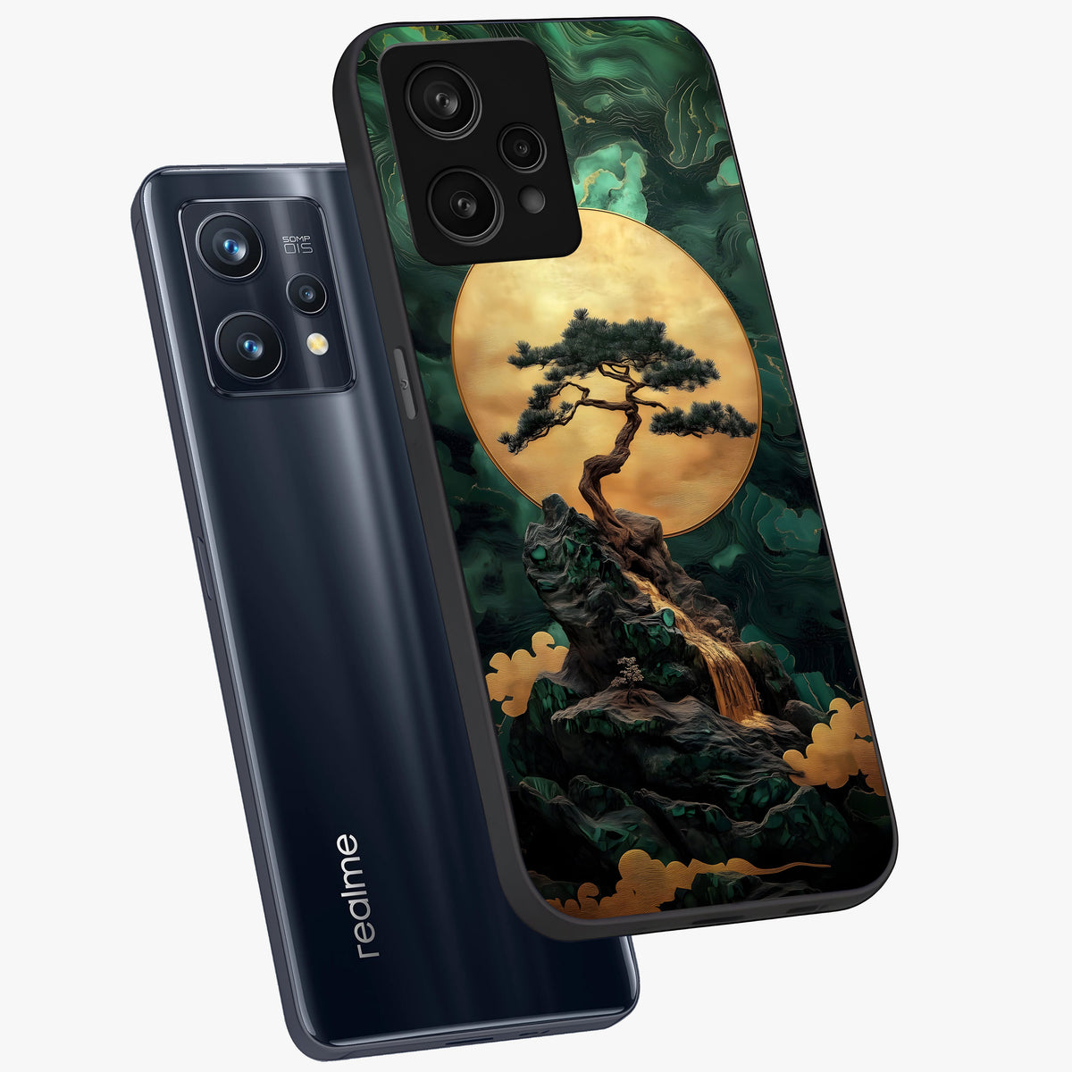 Zen Moon Rise Glass Case displayed in angled mockup highlighting peaceful lunar design with zen aesthetic style.