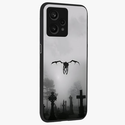 Graveyard Shadow Descent Glass Case upright view showcasing haunting graveyard artwork with dramatic dark theme.