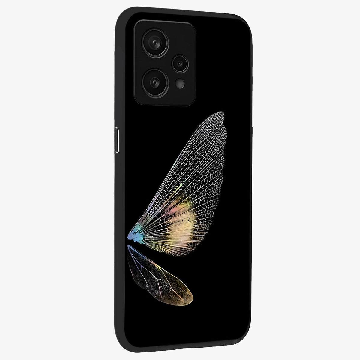Whispers Of Wings Glass Case upright view showcasing elegant wing artwork with light airy theme.