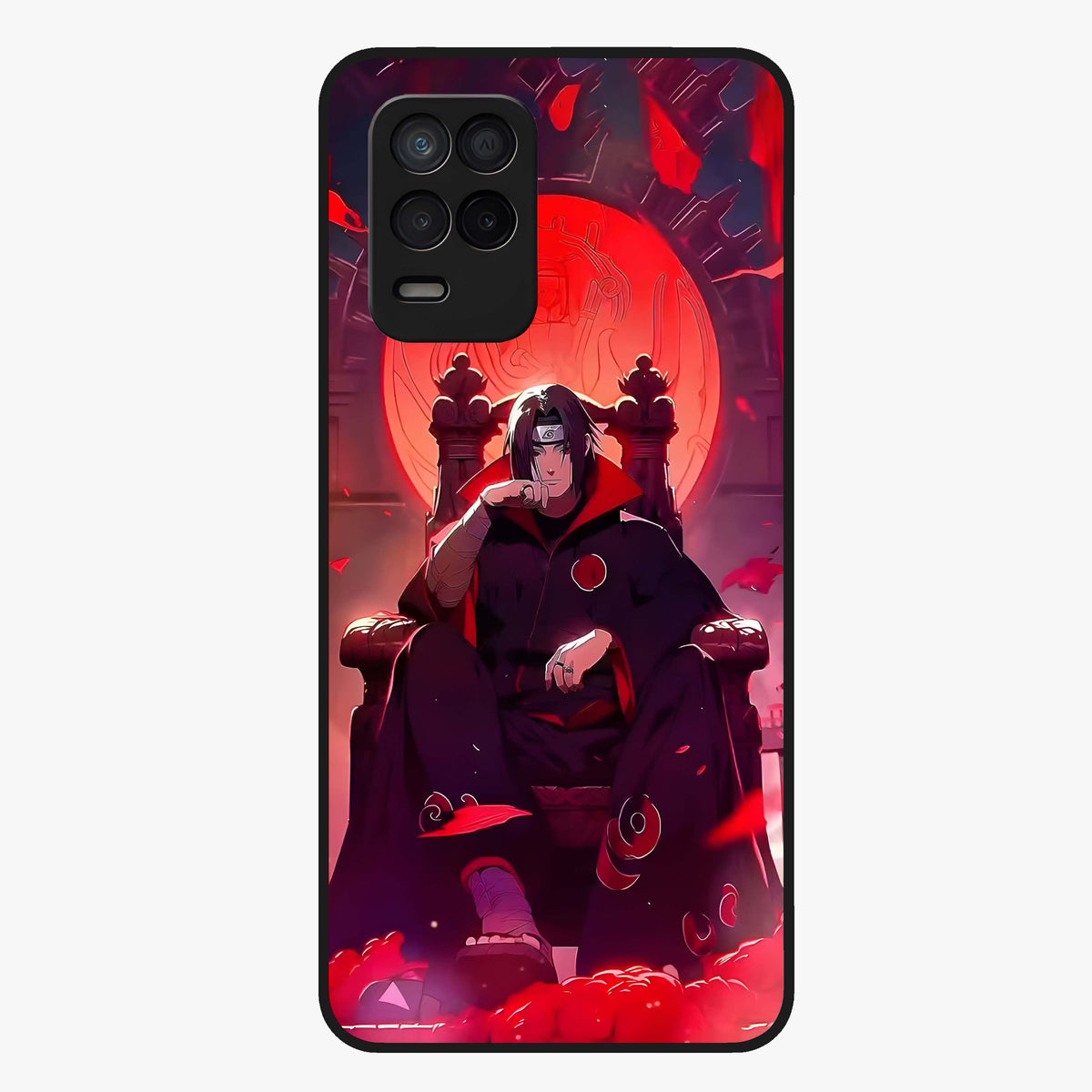 Blood Moon Sovereign Glass Case showing flat back view with mystical blood moon artwork and glossy glass finish.