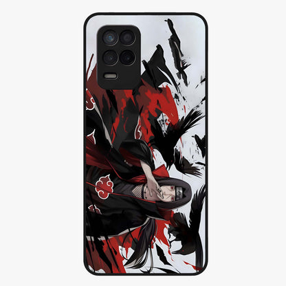 Crimson Crow Illusion Glass Case showing flat back view with artistic crow illusion artwork and glossy glass finish.