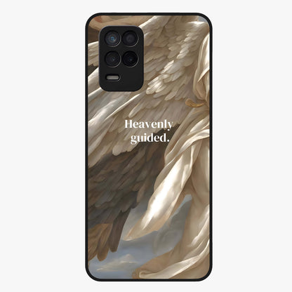 Divine Winged Grace Glass Case showing flat back view with elegant wing inspired artwork and glossy glass finish.