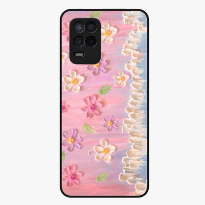 Dreamy Painted Garden Glass Case showing flat back view with artistic painted floral garden artwork and glossy glass finish.
