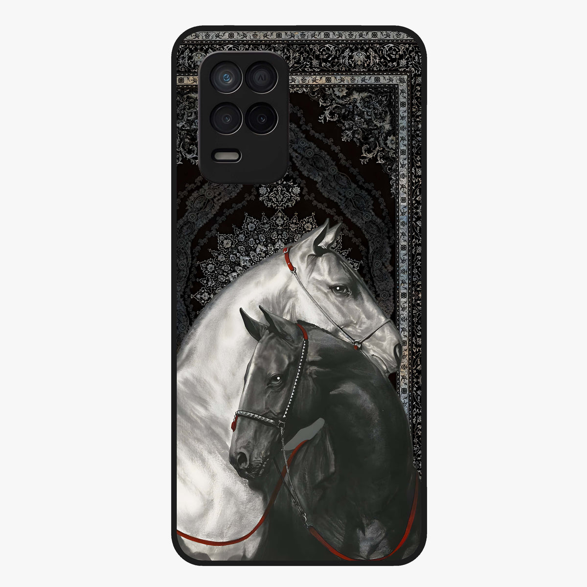 Majestic Ride Legacy Glass Case showing flat back view with powerful automotive inspired artwork and glossy glass finish.