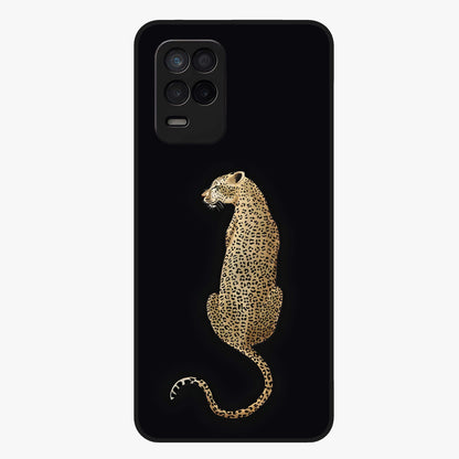 Regal Leopard Glass Case showing flat back view with bold leopard artwork and glossy glass finish.