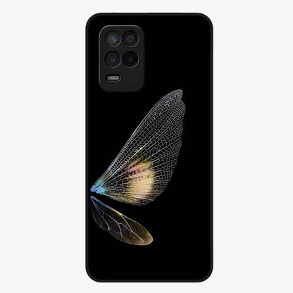 Whispers Of Wings Glass Case showing flat back view with graceful wing inspired artwork and glossy glass finish.