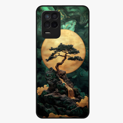Zen Moon Rise Glass Case showing flat back view with calm moonrise artwork and glossy glass finish.