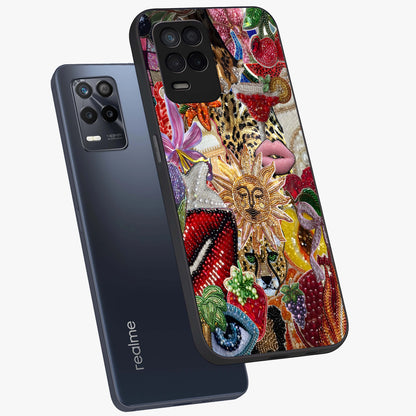 Beaded Fashion Jungle Glass Case displayed in angled mockup highlighting colorful fashion bead design and artistic pattern.