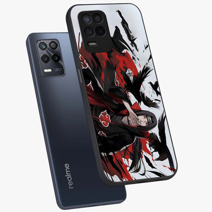 Crimson Crow Illusion Glass Case displayed in angled mockup highlighting mysterious crow graphic with dark aesthetic style.