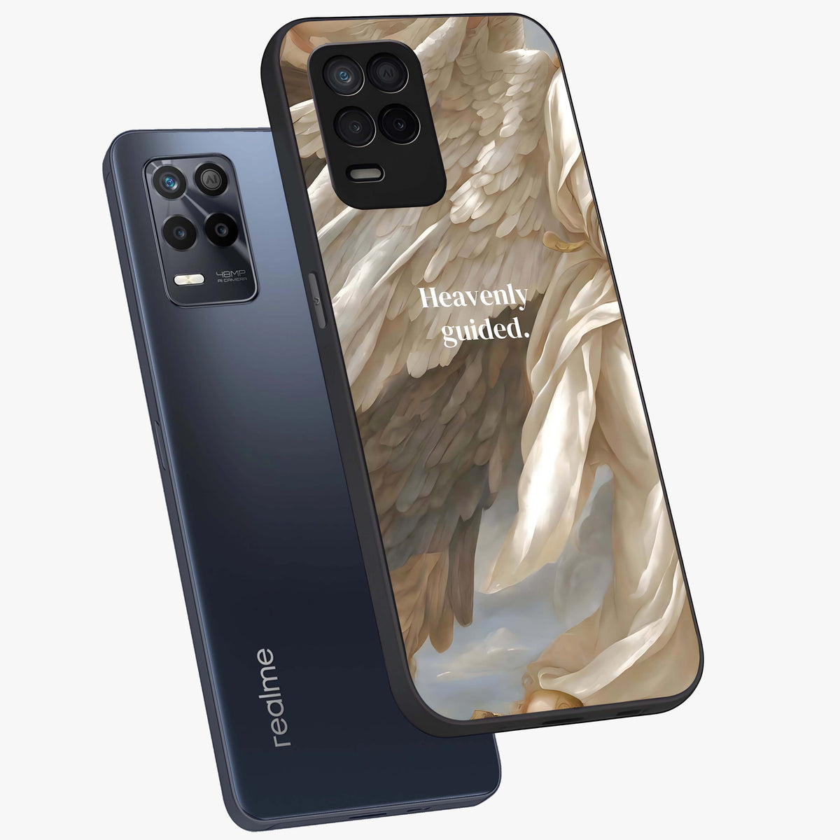 Divine Winged Grace Glass Case displayed in angled mockup highlighting graceful wing design with divine aesthetic style.