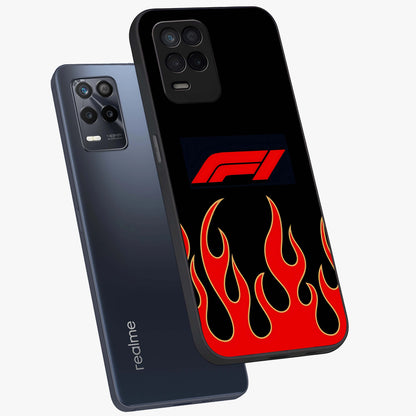 Fire F11 Glass Case displayed in angled mockup highlighting bold fire inspired graphic with energetic aesthetic style.