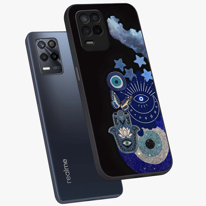 Galactic Charm Cluster Glass Case displayed in angled mockup highlighting luminous galaxy inspired design with dreamy aesthetic.