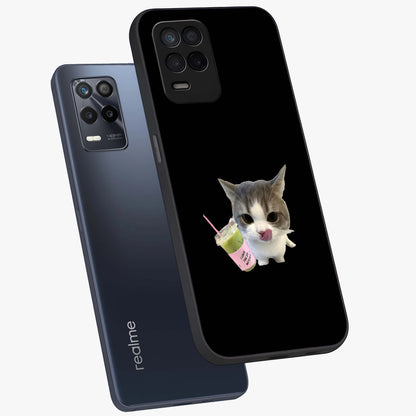 Matcha Cat Style Glass Case displayed in angled mockup highlighting playful feline design with pastel matcha aesthetic.