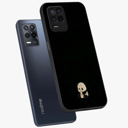 Midnight Panda Love Glass Case displayed in angled mockup highlighting adorable panda illustration with midnight aesthetic.