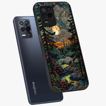 Moonlight Forest Dream Glass Case displayed in angled mockup highlighting dreamy forest design with glowing moon aesthetic.