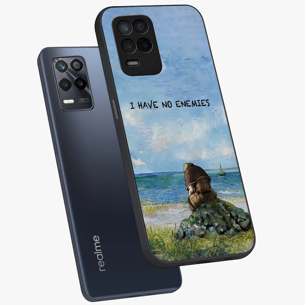 Peace Beyond War Glass Case displayed in angled mockup highlighting meaningful message design with artistic aesthetic style.