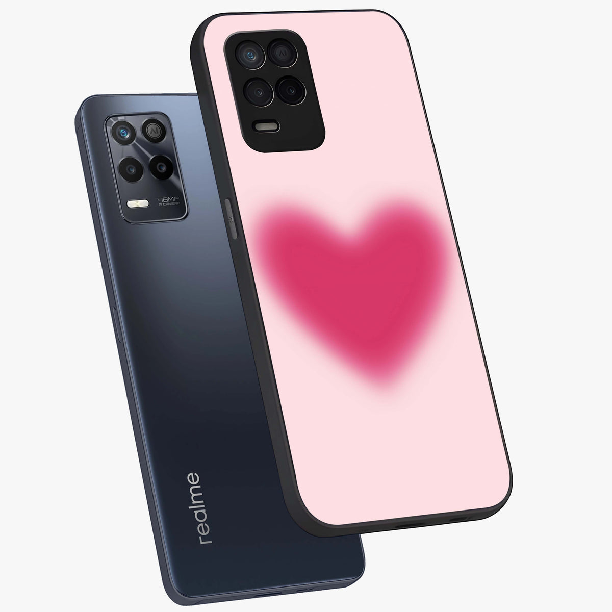 Pink Aura Heart Glass Case displayed in angled mockup highlighting vibrant pink heart design with dreamy aura aesthetic.