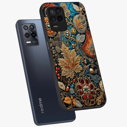 Royal Jewel Garden Glass Case displayed in angled mockup highlighting vibrant jewel inspired floral design with elegant aesthetic.
