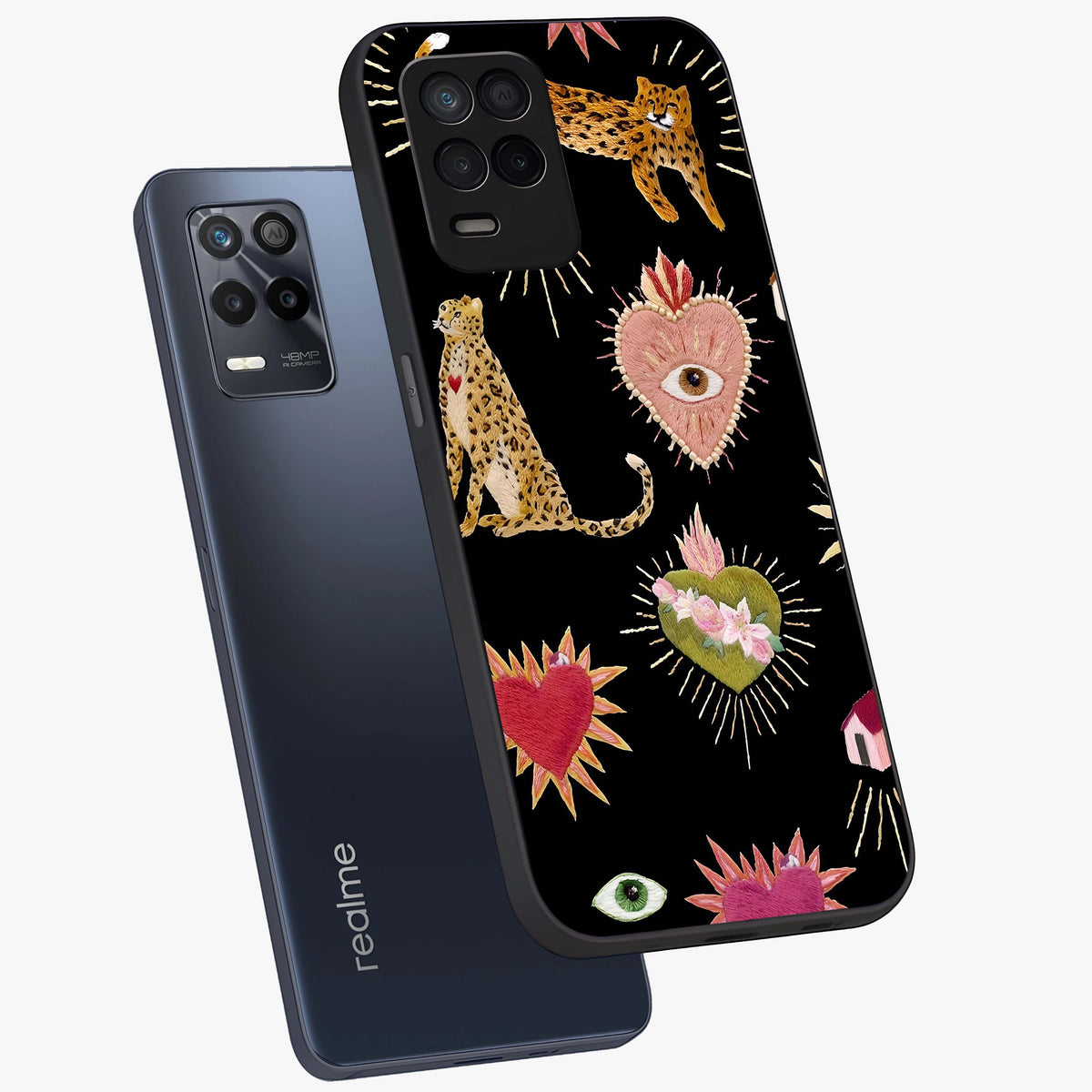 Sacred Jungle Heart Glass Case displayed in angled mockup highlighting lush tropical design with natural aesthetic style.