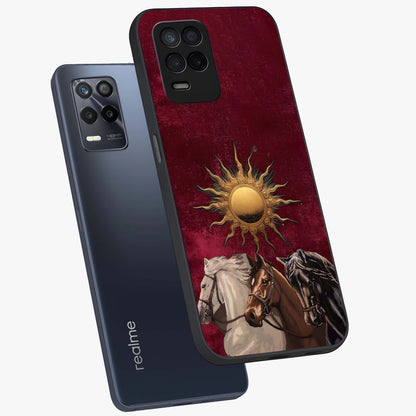 Solar Riders Glass Case displayed in angled mockup highlighting powerful rider illustration with radiant solar aesthetic.