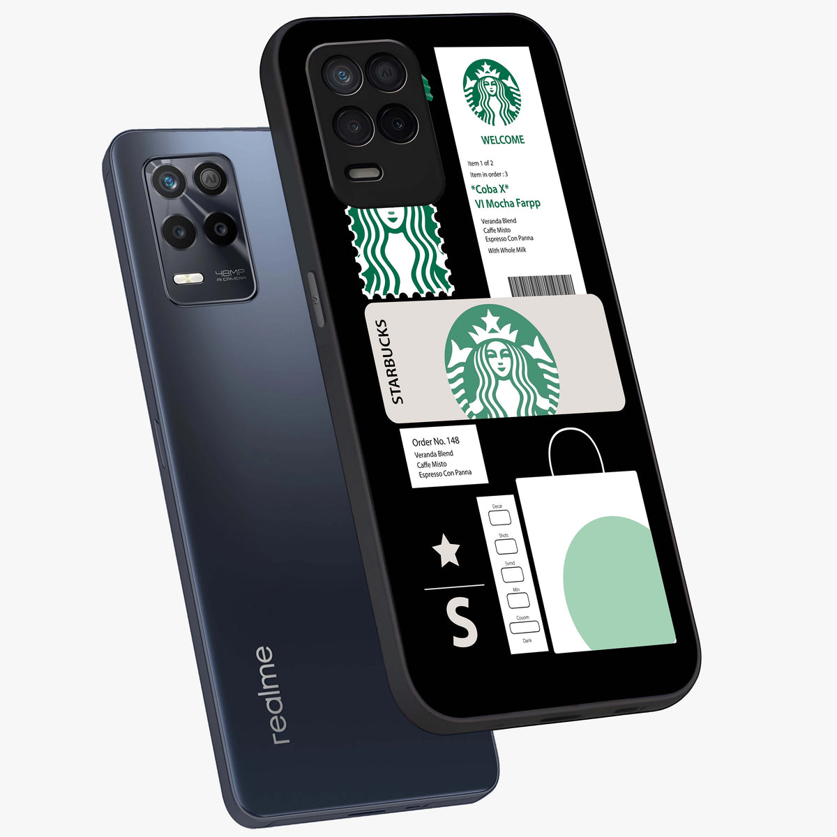 Starbucks Mocha Glass Case displayed in angled mockup highlighting stylish mocha themed design with cozy café aesthetic.