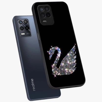 Starlit Swan Grace Glass Case displayed in angled mockup highlighting elegant swan illustration with dreamy celestial aesthetic.