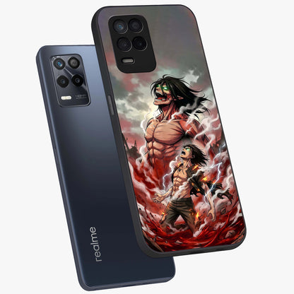 Titan Awakening Fury Glass Case displayed in angled mockup highlighting dramatic giant warrior design with bold anime aesthetic.