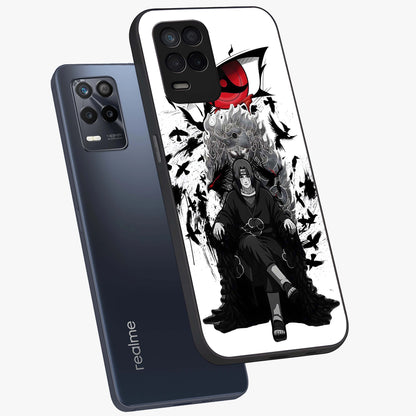 Uchiha Shadow Throne Glass Case displayed in angled mockup highlighting glowing aquatic design with celestial aesthetic.