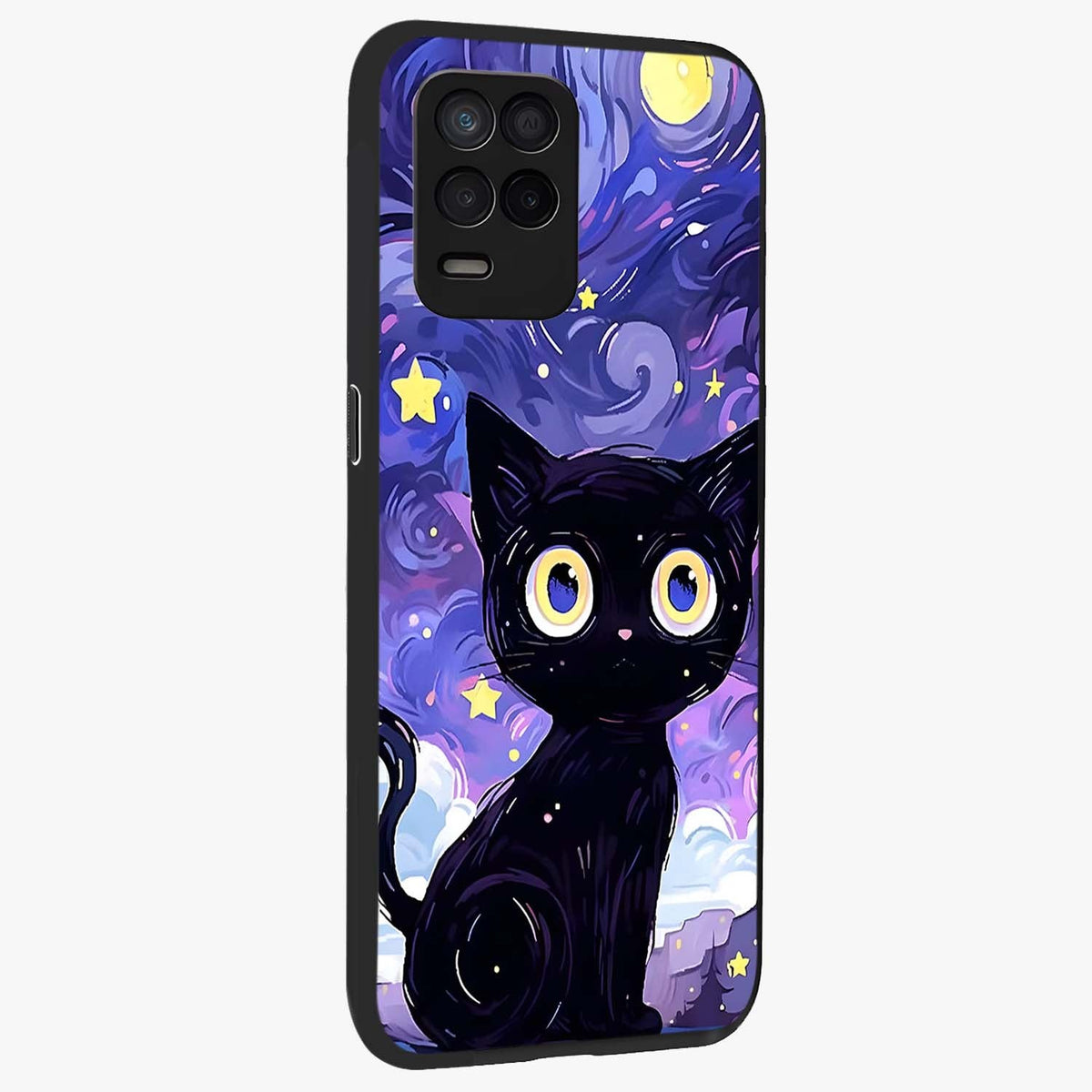 Abstract Cat Art Glass Case upright view showcasing creative feline illustration and aesthetic artistic style.
