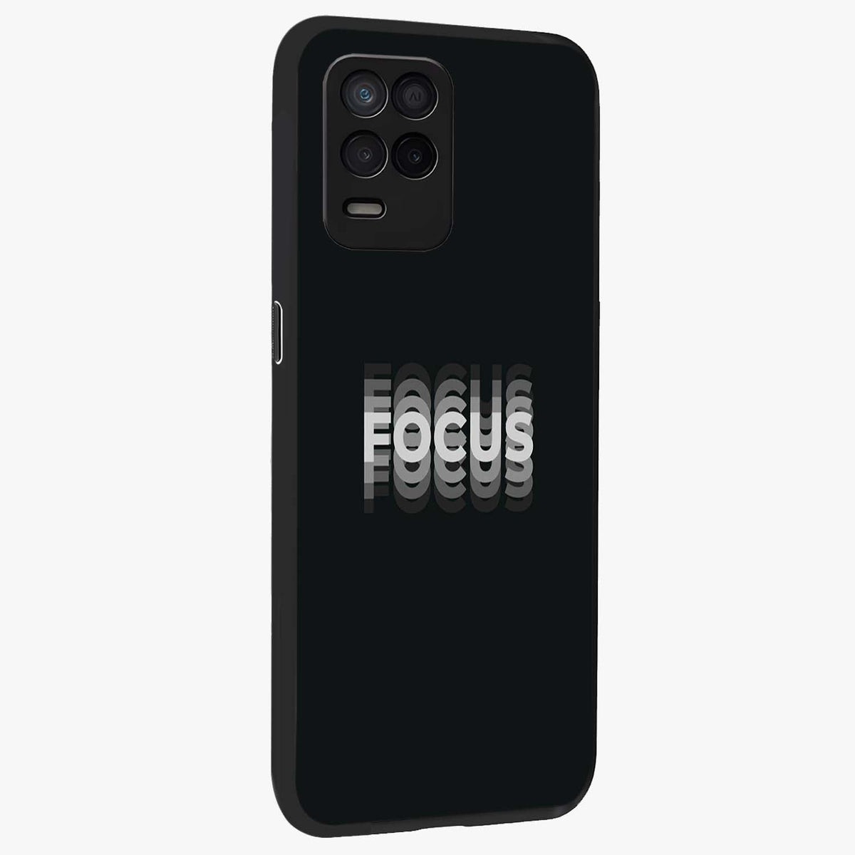 Focus Mode On Glass Case upright view showcasing strong typography statement with sleek motivational theme.