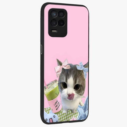 Love Matcha Cat Glass Case upright view showcasing adorable cat artwork with charming matcha themed design.