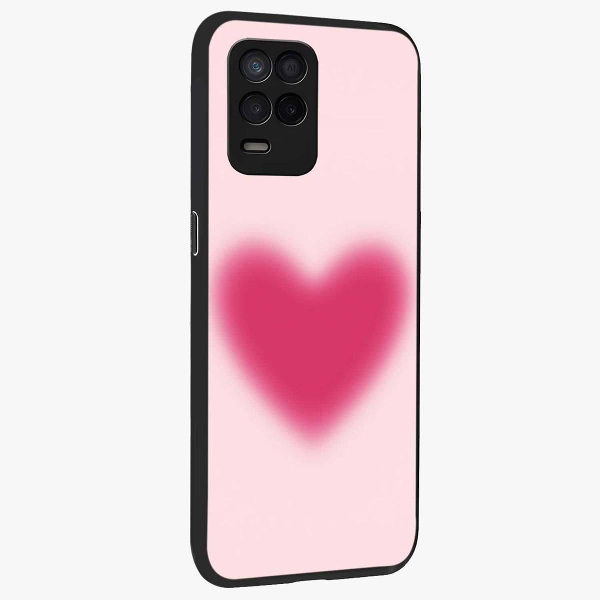 Pink Aura Heart Glass Case upright view showcasing romantic heart artwork with soft pastel theme.