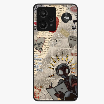 City Dream Sketch Glass Case showing flat back view with artistic city skyline sketch artwork and glossy glass finish.