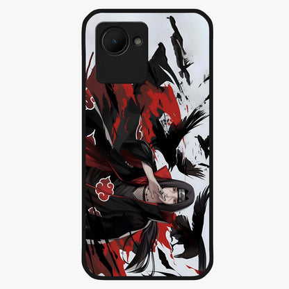 Crimson Crow Illusion Glass Case showing flat back view with artistic crow illusion artwork and glossy glass finish.