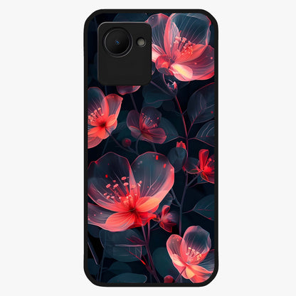 Dark Shade of Flower Glass Case showing flat back view with elegant dark floral artwork and glossy glass finish.