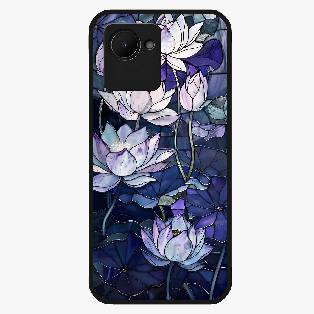 Gloss Petal Rush Glass Case showing flat back view with glossy flower petal artwork and smooth glass finish.
