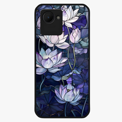 Gloss Petal Rush Glass Case showing flat back view with glossy flower petal artwork and smooth glass finish.