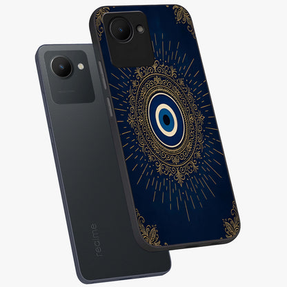 Golden Celestial Charm Glass Case displayed in angled mockup highlighting sparkling cosmic charm design with celestial aesthetic.