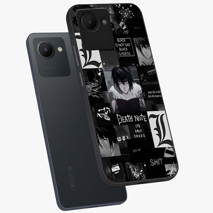 Midnight Chaos Mind Glass Case displayed in angled mockup highlighting chaotic artistic design with dramatic midnight aesthetic.