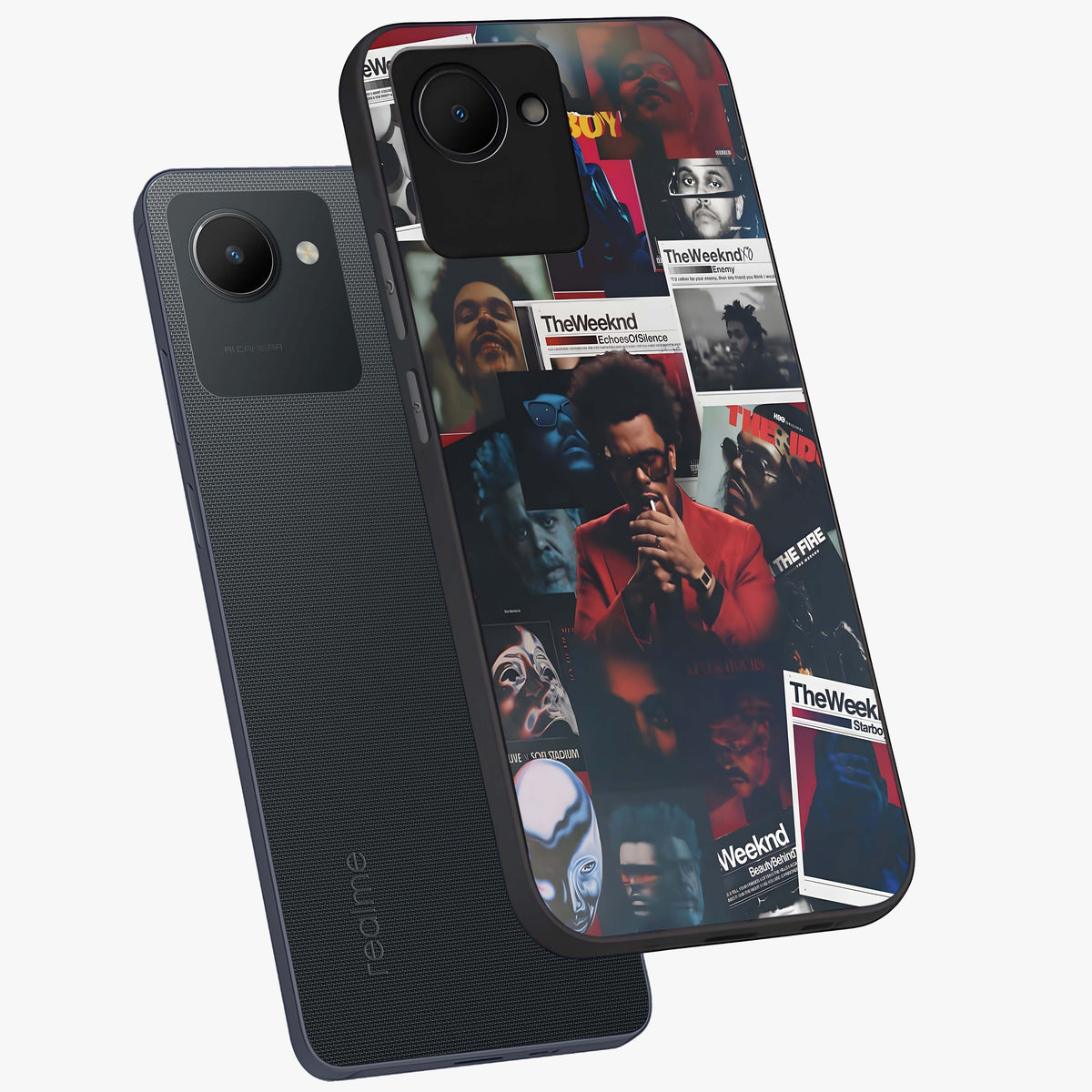 The Weeknd Glass Case displayed in angled mockup highlighting stylish pop culture inspired design with modern aesthetic.