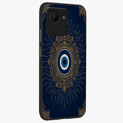 Golden Celestial Charm Glass Case upright view showcasing radiant celestial artwork with elegant golden theme.