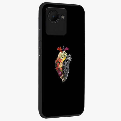 Heart With Flowers Glass Case upright view showcasing decorative heart and floral artwork with sweet romantic theme.