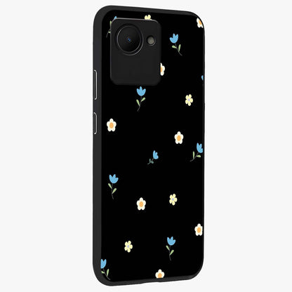 Minimal Petal Whispers Glass Case upright view showcasing elegant floral artwork with modern minimalist style.