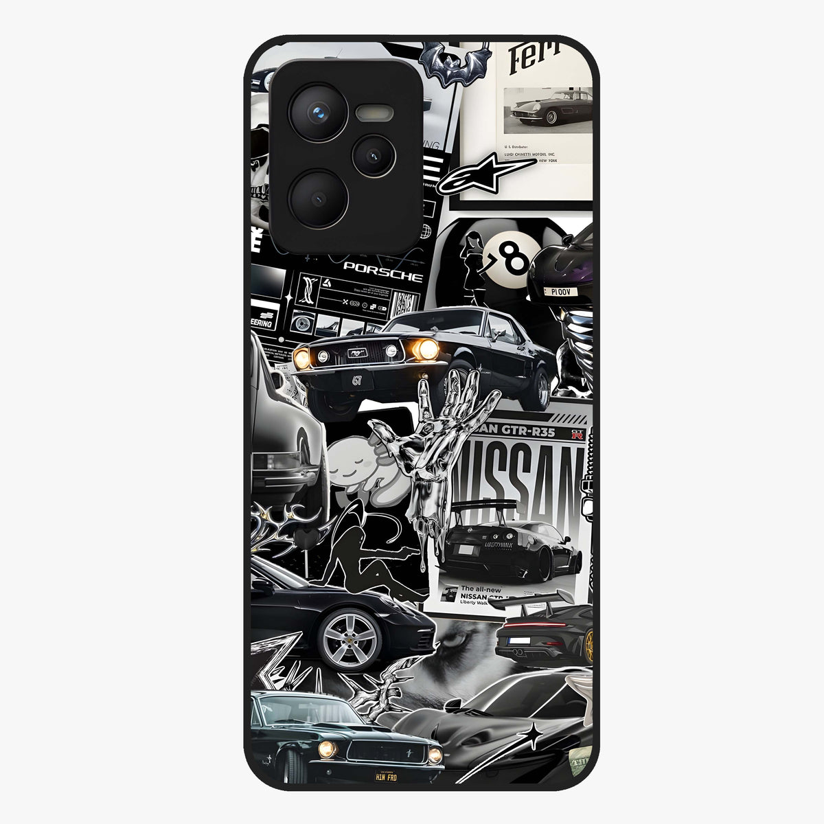 Aesthetic Dark Love Glass Case showing flat back view with dark romantic artwork and glossy glass finish.