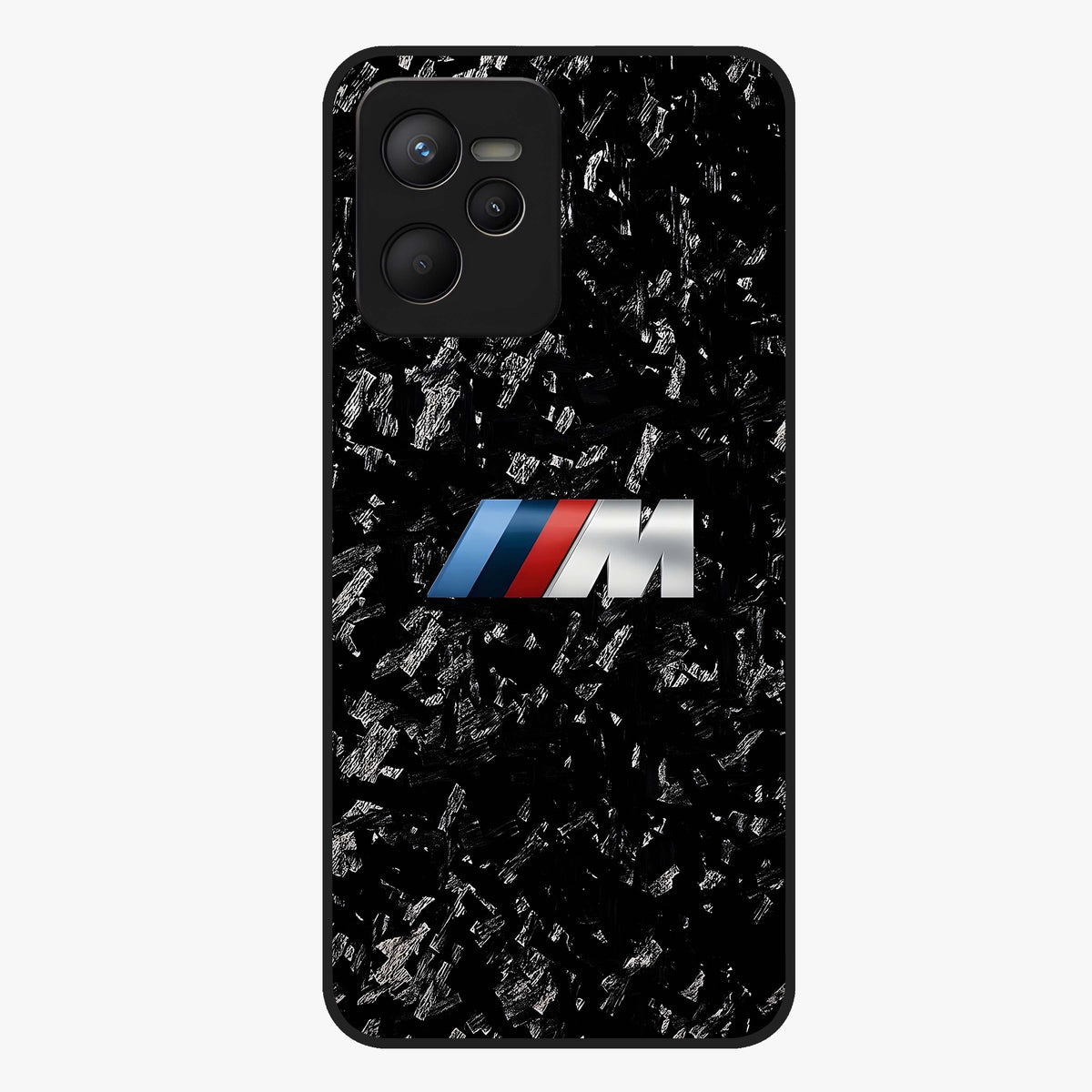 Carbon Speed Mark Glass Case showing flat back view with sporty carbon pattern artwork and glossy glass finish.